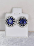 Natural Blue Sapphire Stud Earrings 925 Sterling Silver