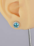 Natural Paraiba Topaz Stud Earrings 925 Sterling Silver
