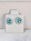 Natural Paraiba Topaz Stud Earrings 925 Sterling Silver