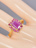 Natural Ruby Emerald Cut Ring 925 Sterling Silver, sz 7