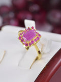 Natural Ruby Emerald Cut Ring 925 Sterling Silver, sz 7