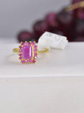 Natural Ruby Emerald Cut Ring 925 Sterling Silver, sz 7