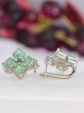 Natural Emerald Huggies Hoop Earrings 925 Sterling Silver