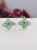 Natural Emerald Huggies Hoop Earrings 925 Sterling Silver