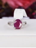 Natural Ruby Oval Cut Ring 925 Sterling Silver, sz 8