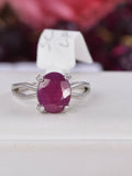 Natural Ruby Oval Cut Ring 925 Sterling Silver, sz 8