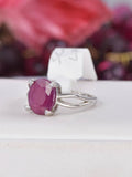 Natural Ruby Oval Cut Ring 925 Sterling Silver, sz 8