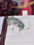 Natural Emerald Pear Cut Band Ring Real 925 Sterling Silver sz 8