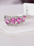 Natural Heart Pink Topaz Ring Real 925 Sterling Silver sz 5