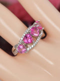 Natural Heart Pink Topaz Ring Real 925 Sterling Silver sz 5