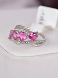 Natural Heart Pink Topaz Ring Real 925 Sterling Silver sz 5