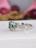 3ct Round Brilliant Blue Green Moissanite Engagement Ring 925 Sterling sz 5