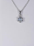1ct Elegant Gray Moissanite Pendant 18" 925 Sterling WG