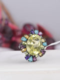 Natural Multicolor Gemstone Ring 925 Sterling Silver, sz 8