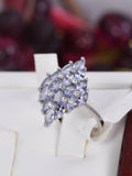 Natural Tanzanite Cluster Ring Real 925 Sterling sz 7