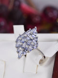 Natural Tanzanite Cluster Ring Real 925 Sterling sz 7