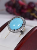 Natural Turquoise Ring 925 Sterling Silver, sz 8