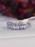 Natural Tanzanite Half Band Ring Real 925 Sterling sz 8