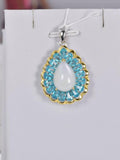 Real 925 Natural Ethiopian Opal with Natural Paraiba Topaz Pendant