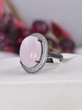 Natural Morganite Oval Cut Ring 925 Sterling Silver, sz 9