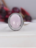 Natural Morganite Oval Cut Ring 925 Sterling Silver, sz 9