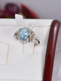 Natural Blue Topaz 925 Sterling Silver, sz 6