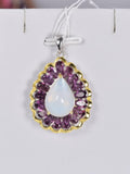 Real 925 Natural Ethopian Opal with Natural Tourmaline Pendant