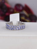 Natural Tanzanite Full Eternity Ring Real 925 Sterling sz 8