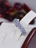 Natural Tanzanite Full Eternity Ring Real 925 Sterling sz 8