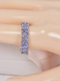 Natural Tanzanite Full Eternity Ring Real 925 Sterling sz 8