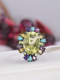 Natural Multicolor Gemstone Ring 925 Sterling Silver, sz 8