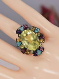 Natural Multicolor Gemstone Ring 925 Sterling Silver, sz 8