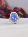 Cabochon Oval Cut Natural Tanzanite Ring Real 925 Sterling sz 8