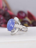 Cabochon Oval Cut Natural Tanzanite Ring Real 925 Sterling sz 8