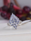Natural Tanzanite Cluster Ring Real 925 Sterling sz 7