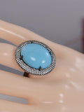 Natural Turquoise Ring 925 Sterling Silver, sz 8