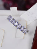Natural Tanzanite Half Band Ring Real 925 Sterling sz 8