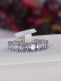 Natural Tanzanite Half Band Ring Real 925 Sterling sz 8