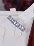 Natural Tanzanite Half Band Ring Real 925 Sterling sz 8