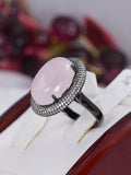 Natural Morganite Oval Cut Ring 925 Sterling Silver, sz 9