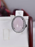 Natural Morganite Oval Cut Ring 925 Sterling Silver, sz 9