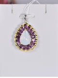 Real 925 Natural Ethopian Opal with Natural Tourmaline Pendant