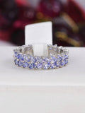 Natural Tanzanite Full Eternity Ring Real 925 Sterling sz 8