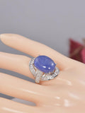 Cabochon Oval Cut Natural Tanzanite Ring Real 925 Sterling sz 8