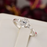 1.2ct Oval with Marquise Promise Ring Diamond Simulated 925 Sterling Silver Wedding Ring SKU:00207
