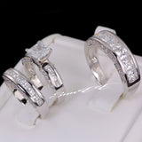 His Hers 2.75ct Princess Cut Bridal Wedding Engagement Ring Diamond Simulated 925 Sterling Silver Anniversary Rings SKU:00215