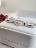 6.01ct Princess Cut with 2 Bands Bridal Wedding Engagement Ring Diamond Simulated 925 Sterling Silver Anniversary Ring SKU:00146