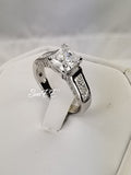 His Hers 4.35ct Princess Cut Bridal Wedding Engagement Ring Diamond Simulated 925 Sterling Silver Anniversary Ring SKU:00145
