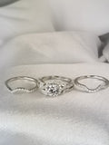 3.20ct Halo Round Cut 3pcs Wedding Set Engagement Ring Wedding Band Diamond Simulated 925 Sterling Silver Women's Bridal Set Eternity Ring SKU:00140
