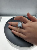 3.55ct Halo Cushion Cut Bridal Wedding Engagement Ring Diamond Simulated 925 Sterling Silver Anniversary Ring SKU:00179